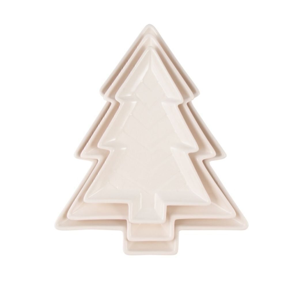 NWT Thirstystone Nested Christmas Tree Stoneware Serve Plates, Set of 3